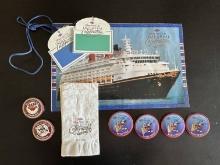 Disney Cruise Line Kit of 2 Lanyards, 6 Buttons, July 1998 Original Table Napkins & Walt Disney Eyes