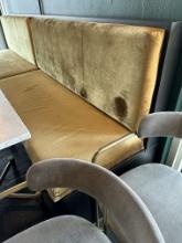 60'W x 24.5'D x 43.75"H Darkwood Gold Fabric Seats/Back Straight Bench w/Storage
