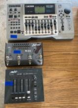 Boss BR-1180 digital recorder, Lightronics stage control, MBT DMX console