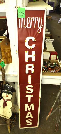 TALL METAL EMBOSSED CHRISTMAS SIGN - PICK UP ONLY