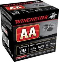 Winchester Ammo AASC287 AA Super Sport Sporting Clay 28 Gauge 2.75 34 oz 1300 fps 7.5 Shot 25 Bx