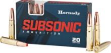 Hornady 80877 Subsonic Hunting 300 Blackout 190 gr SubX SX 20 Per Box