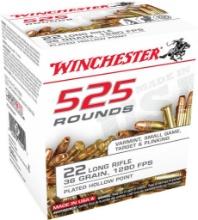 Winchester Ammo 22LR525HP USA 22 LR 36 gr Copper Plated Hollow Point CPHP 525 Box