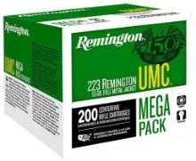 Remington Ammunition 23683 UMC Mega Pack 223 Rem 55 gr Full Metal Jacket FMJ 200 Per Box