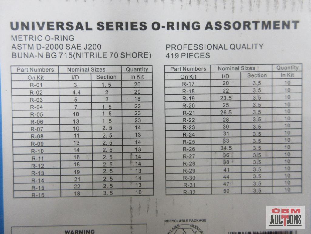Wisdom 07-OR419M-1 419pc Universal Series O-Ring Assortment