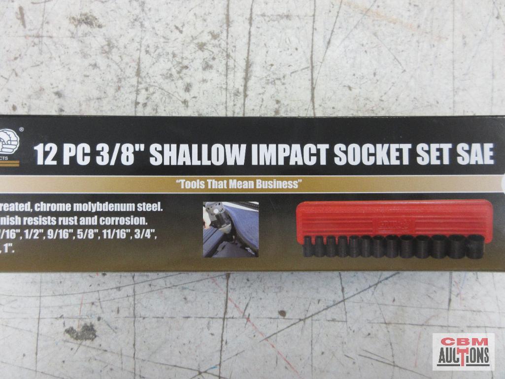 Grip 73516 12pc 3/8" Drive Shallow SAE Impact Socket Set (5/16" - 1") w/ Molded Storage Case