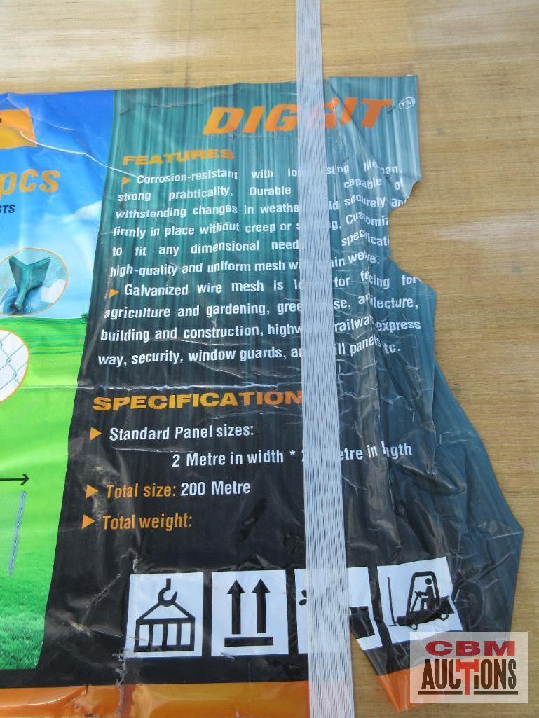 Diggit Galvanized 6' Chain Link Wire Mesh Fence 300' Of Fence & 41 Steel Posts *2