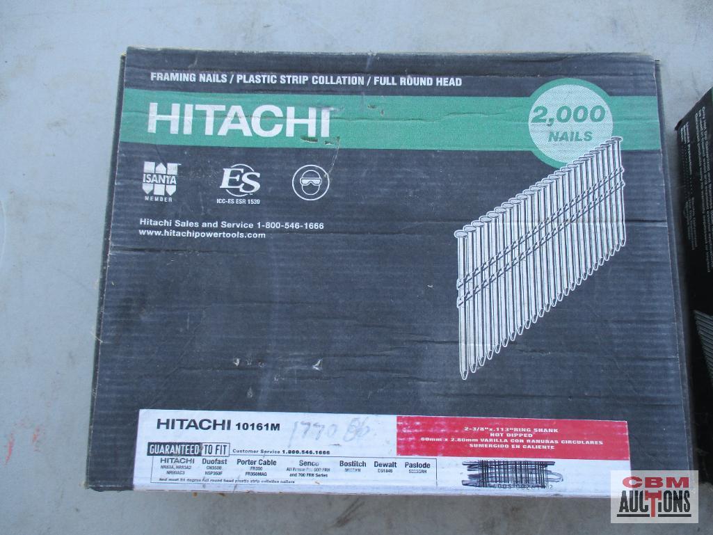 Hitachi Framing Nails 2-38" x .113" Hot Dipped Galvanized , Plastic Clip, 21 Degree, Ring Shank