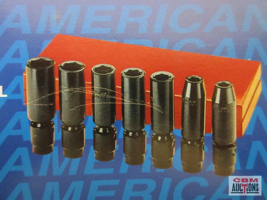 American Tool Exchange 50098 8pc SAE 3/8" Dr. Deep Air Impact Universal Joint Socket Set w/ Metal