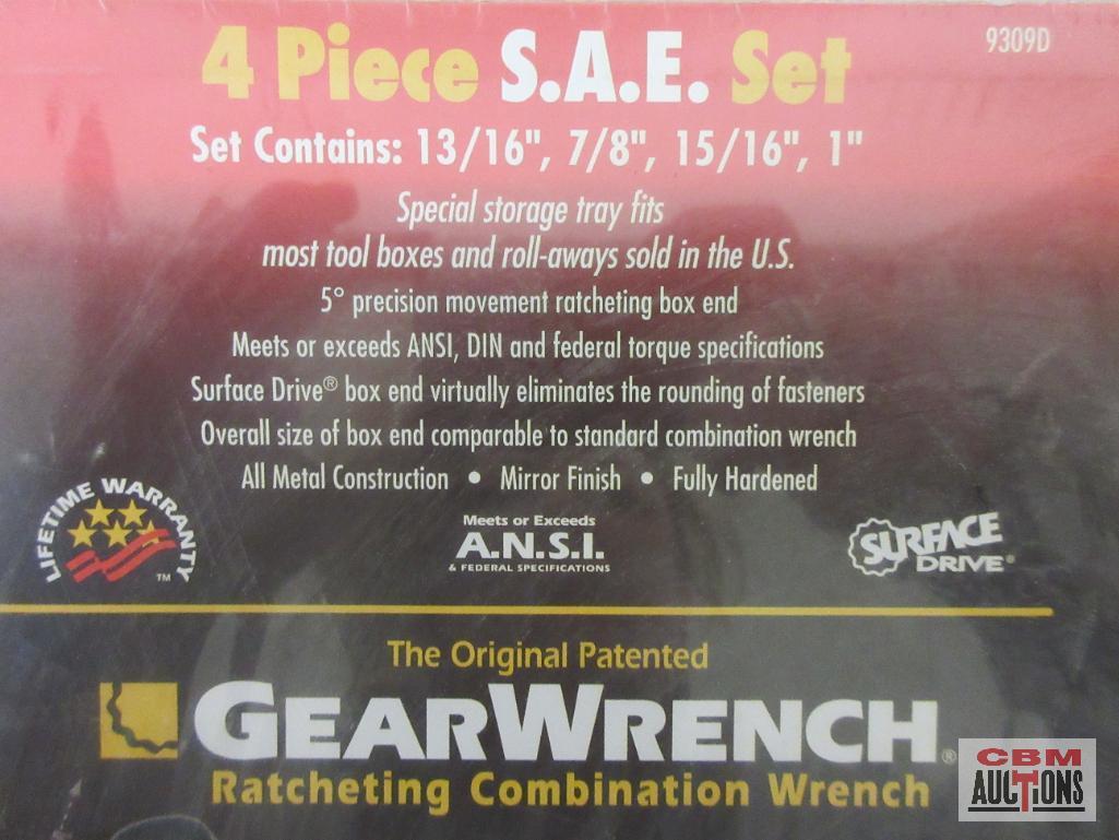 Gearwrench 93090 4pc SAE Ratcheting Combination Wrench Set (13/16" - 1")
