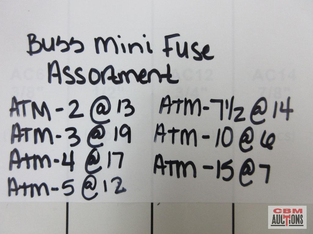 Buss Mini Fuse Assortment w/ Storage Case... ATM-2 @ 13 ATM-3 @ 19 ATM-4 @17 ATM-5 @ 12 ATM-7 1/2 @ 