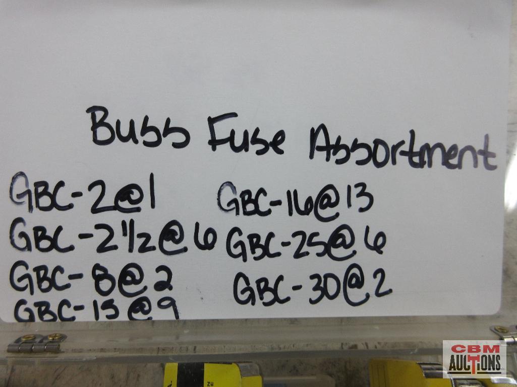 Buss Fuse Assortment w/ Storage Case... GBC-2 @ 1 GBC-2 1/2 @ 6 GBC-8 @ 2 GBC-15 @ 9 GBC-16 @ 13