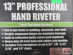 Grip 61052 13" Professional Hand Riveter Includes: 5pc nosepieces to set 3/32", 1/8", 5/32", 3/16" &