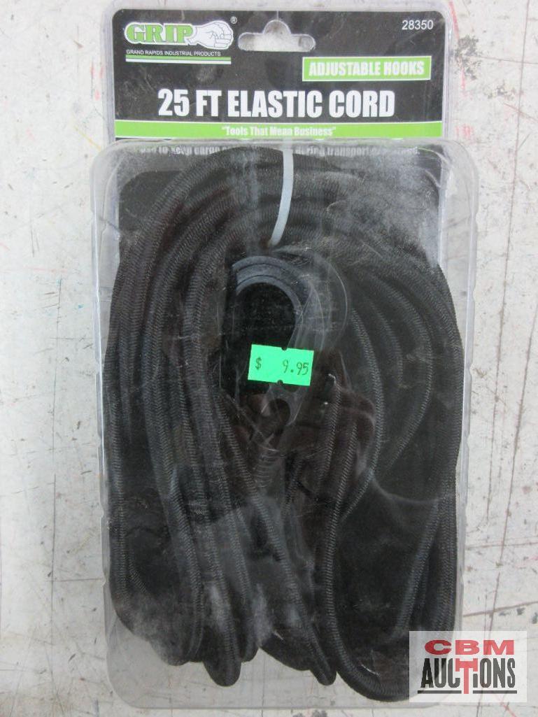 Grip 28350 25FT Elastic Cord w/ Adjustable Hooks - Set of 2