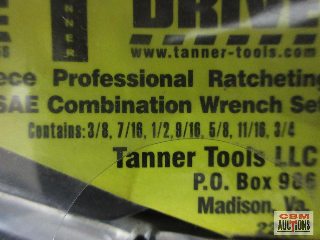 Tanner Tools LLc Safe T Drive 7pc Professional Ratcheting SAE Combination Wrench Set (3/8" - 3/4")