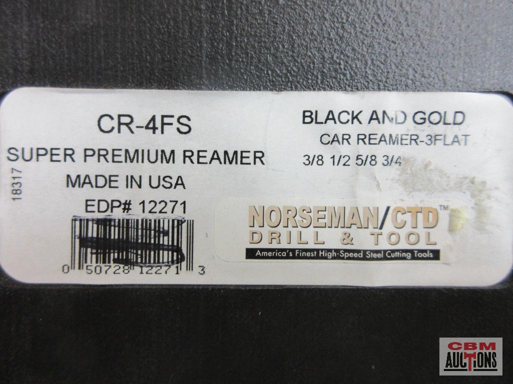 Norseman 12271 CR-4FS Super Premium Black & Gold Car Reamer -3 Flat Set (3/8", 1/2", 5/8", 3/4") w/