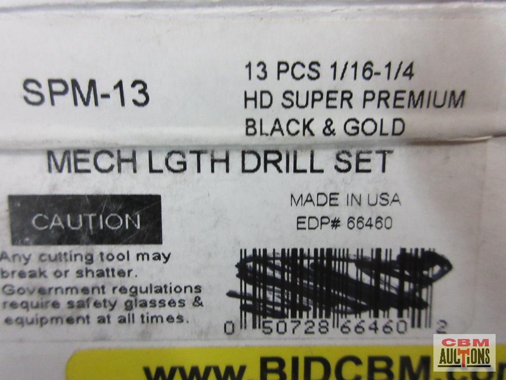 Norseman 66460 SPM-13 Magnum 13pc Heavy Duty Super Premium Black & Gold, Mech Length Drill Bit Set