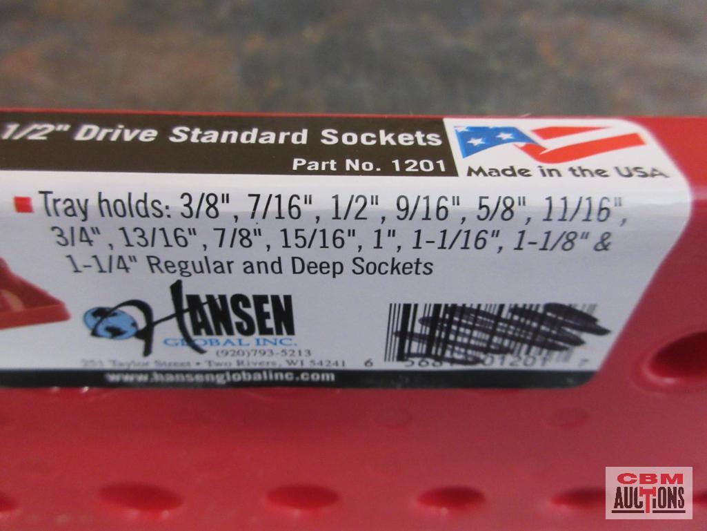 Hansen 1201 Red 1/2" Drive Standard Socket Holder (3/8" to 1-1/4") Hansen 1202 Gray 1/2" Drive