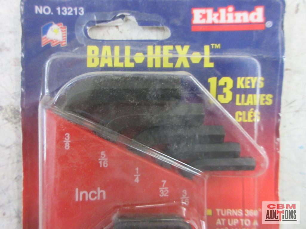 Eklind 10609 9pc...Metric Hex-L Keys (1.5mm - 10mm) Eklind...13213 13pc SAE... Ball-Hex-L Keys (.050