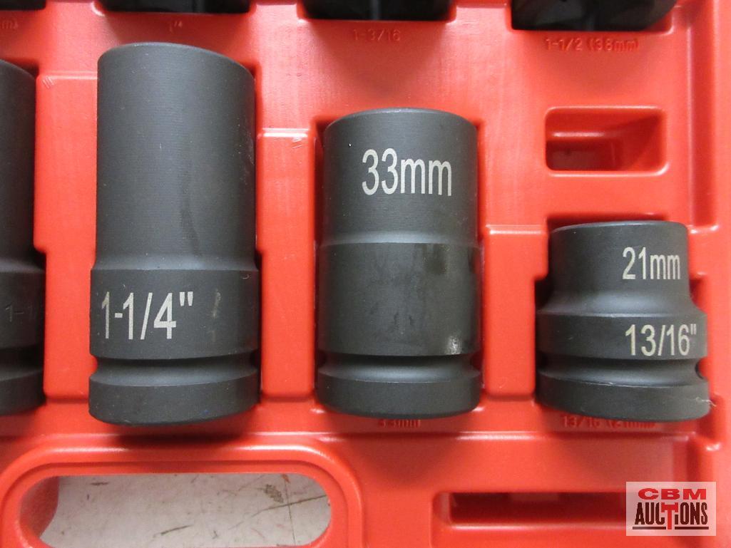 King 0660-1 10pc 1" Drive Impact Socket Set w/ Molded Storage Case 15/16" (24mm) 7/8" 13/16" (21mm)