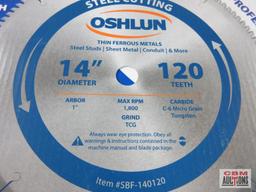Oshlun SBF-140120 14" Thin Ferrous Metal Saw Blade, 120 Teeth, Arbor 1" - Set of 2