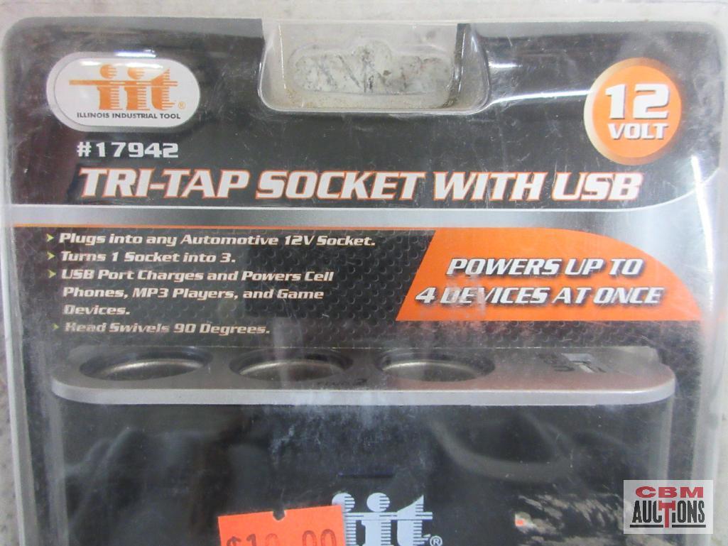 IIT 17942 12V Tri-Tap Socket With USB PT Performance Tool W89007 Mechanics Work Gloves - XL PT