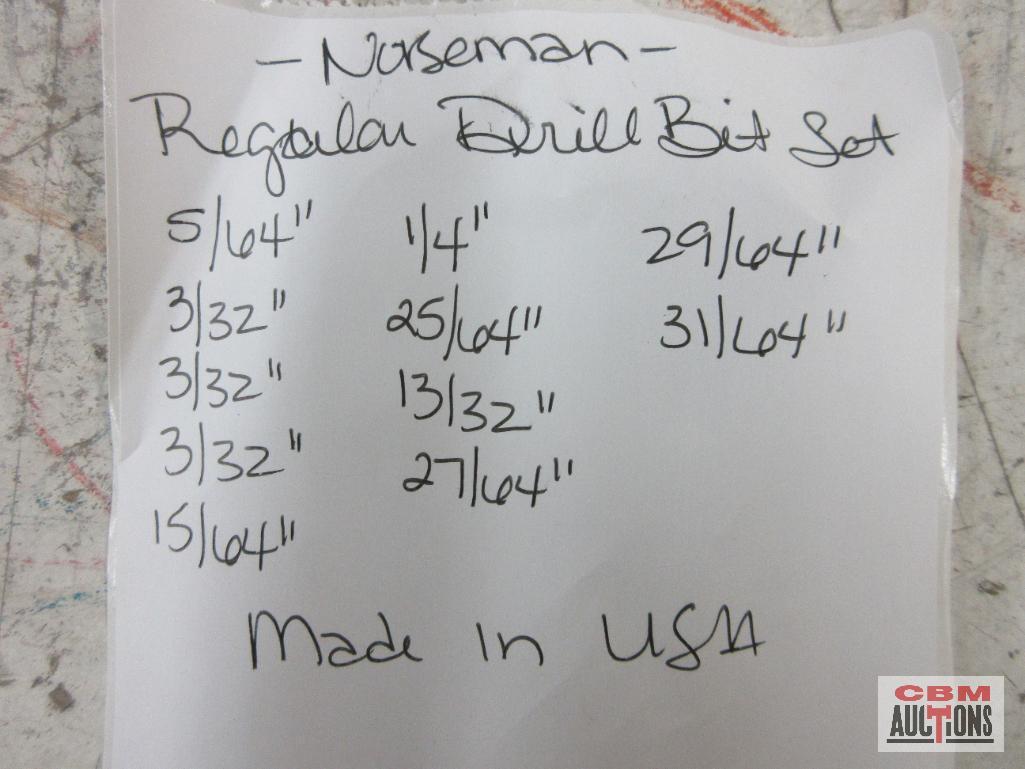 Norseman Regular Drill Bit Set w/ Drill Bit Gauge... 5/64", 3/32", 3/32", 3/32", 15/64", 1/4", 25/64