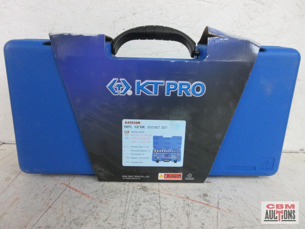KT PRO A4503SR 19pc SAE 1/2" Dr. Socket Set w/ Molded Storage Case SAE Sockets 3/8" to 1-1/8" 5" &