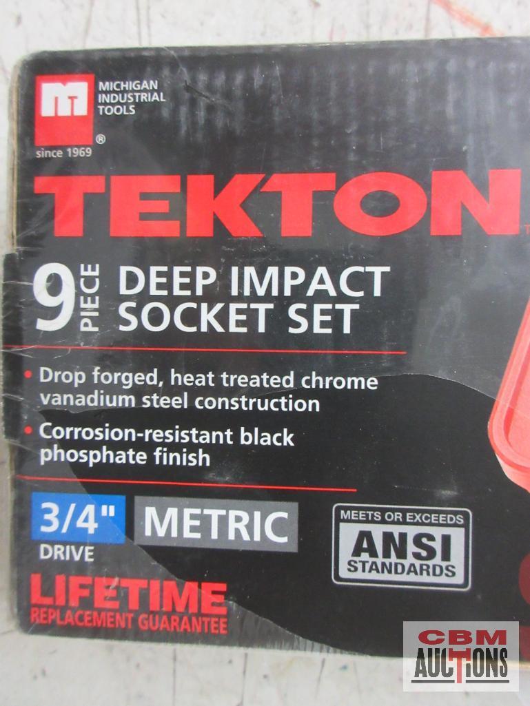 MIT 4889 Tekton 9pc Metric 3/4" Drive Deep Impact Socket Set (27mm - 38mm)w/ Molded Storage Case... 