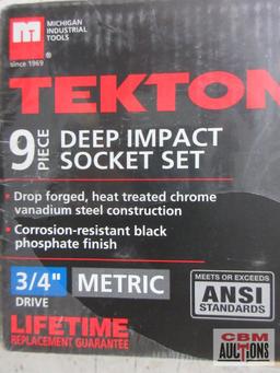 MIT 4889 Tekton 9pc Metric 3/4" Drive Deep Impact Socket Set (27mm - 38mm)w/ Molded Storage Case