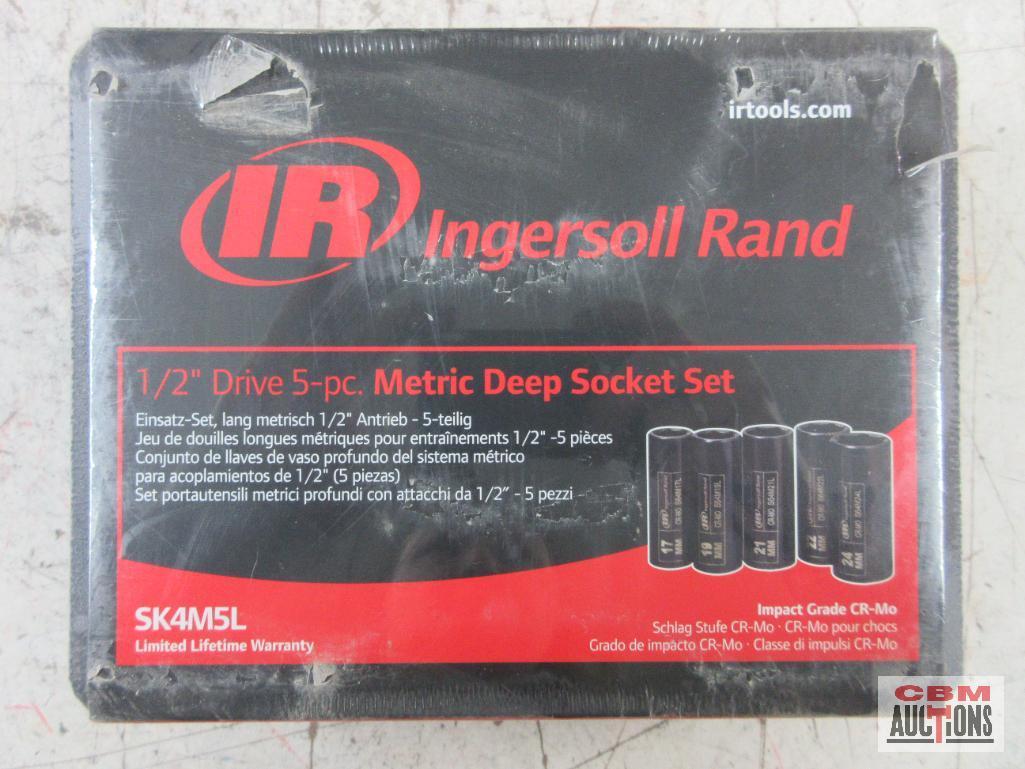 IR Ingersoll Rand SK4M5L 5pc 1/2" Drive Metric Deep Socket Set (17mm - 24mm) w/ Molded Storage Case.
