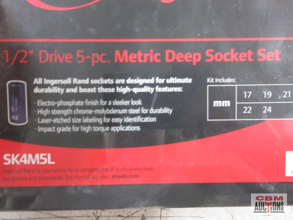 IR Ingersoll Rand SK4M5L 5pc 1/2" Drive Metric Deep Socket Set (17mm - 24mm) w/ Molded Storage Case.