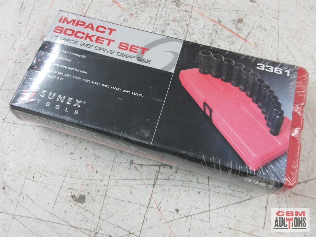 Sunex Tool 3361 12 pc 3/8" Drive SAE Deep Impact Socket Set (5/16" to 1") w/ Molded Storage Case...