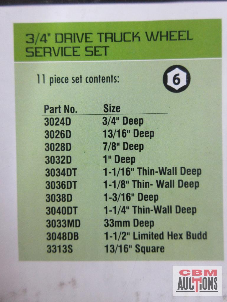 Grey Pneumatic 8032 11pc 3/4" Drive Truck Wheel Service Set w/ Blue Metal Tool Box Sizes: 3/4" Deep