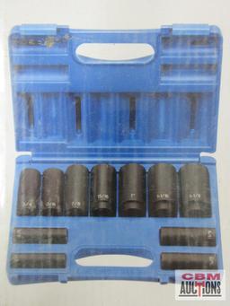 Grey Pneumatic 1311SD 1/2" Drive Deep Length Fractional Impact Socket Set (1/2" to 1-1/8") w/ Molded