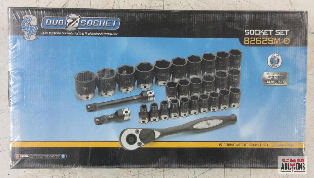 Grey Pneumatic 82629M 29pc 1/2" Drive Standard Length Metric Socket Set (10mm to 36mm)... w/ Molded