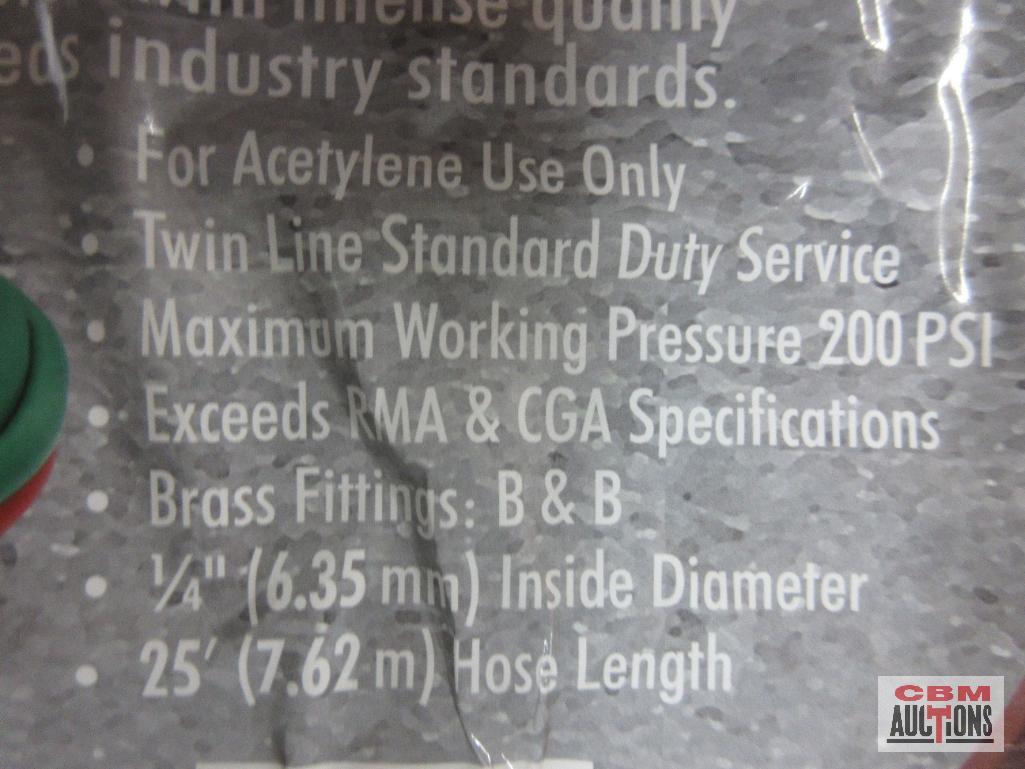 KT Industries 3-7460 1/4" x 25' Twin Welding Hose Acetylene Grade R Oxy-Acetylene...