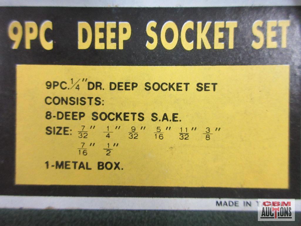 Triumph 4177 9pc 1/4" Drive SAE Deep Socket Set (7/32" to 1/2" w/ Metal Storage Case Continental