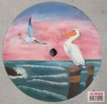 20" Disc, Hand Painted Bird Scenery