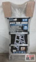 Grip 54097 Multi-Task Ladder 17F Height Adjustments in 1' Increments: Folded Dimensions: 54" L x 24"