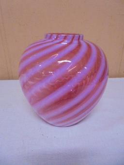 Vintage Cranberry Opalescent Art Glass Vase