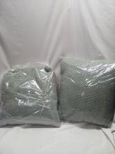 Qty 2 Large Sage Green Knit Throw Pillows. 16” x 16”