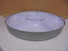 Large Round Lazy Susan Galvinized Metal Divided Serving Piece