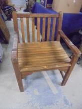 Large Vintage Solid Wood Arm Chair