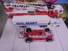 Hook & Ladder Fire Truck/Wal-Mart Semi-Indy Race Car Toys