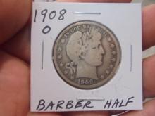 1908 O Mint Silver Barber Half Dollar