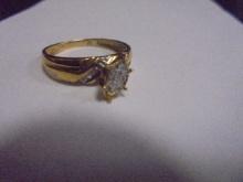 Ladies Gold Plated Sterling Silver Ring w/ Stone