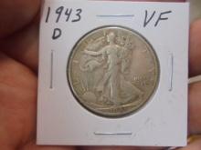 1943 D  Mint Silver  Walking Liberty Half Dollar