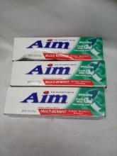 Aim Whitening Fresh Mint Gel Toothpaste W/ Baking Soda. Qty 3.