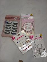 4Pc Womens Lot- Various Jewelry, 5 Pairs of Lashes